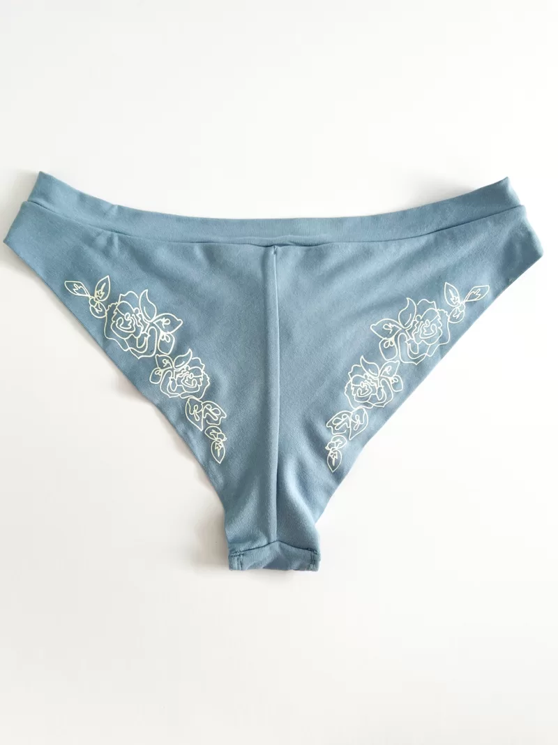 Brazilian Panties, Blue Blood, Roses Print