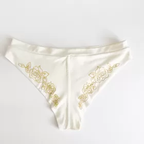 Brazillian Panties, Milk and Honey, Roses Print - Flat Lay Back