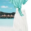 Honey Vice Wrap Top in Aquamarine with Breezy Explorer Skirt in Milk and Honey