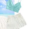 Hugging Crop in Aquamarine with Dreamer Shorts in Milk and Honey
