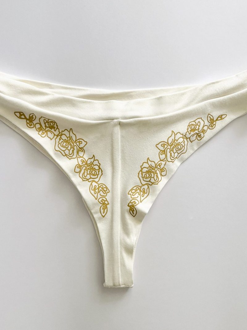 Perfect Panties Tanga Cut, Milk and Honey, Roses Print
