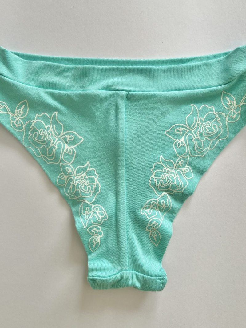 Perfect Panties Brazilian Cut, Aquamarine, Roses Print