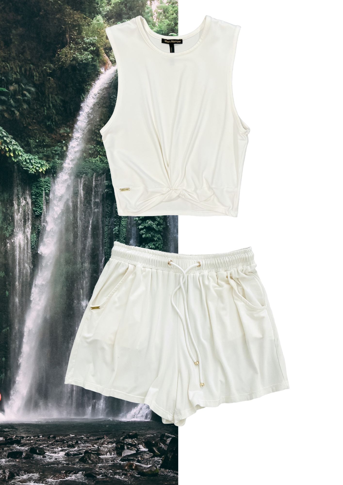 Inspired Dreamer Shorts with Twist Mini Top in Milk and Honey