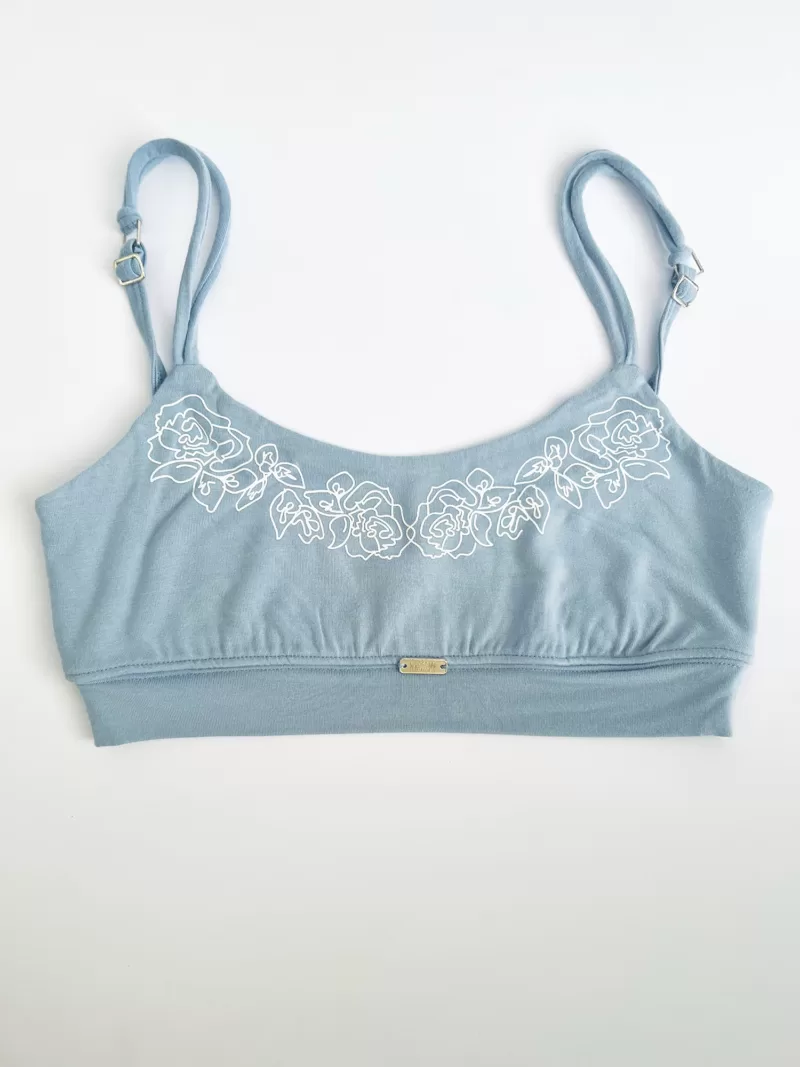 Motivated Bralette, Blue Blood, Roses Artwork