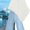 Zen Pant in Blue Blood with Summer Poncho in Milk and Honey